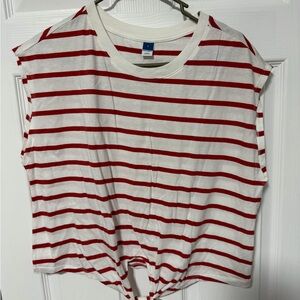 Old Navy Red and White Striped Short Sleeve Tee